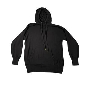 Michael Michael Kors Women's Black Knit Hoodie Sweater Gold Hardware Size L